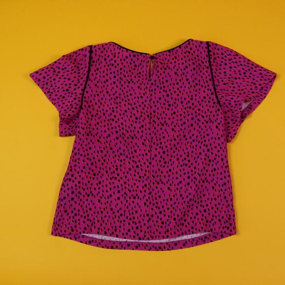 Patterned Pink Short Sleeve Blouse, S - Picture 3 of 4